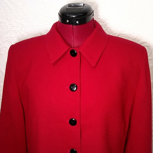 Pendleton Red 80s 90s y2k Wool Button Up Cropped Blazer Jacket Size 10 - Picture 3 of 12